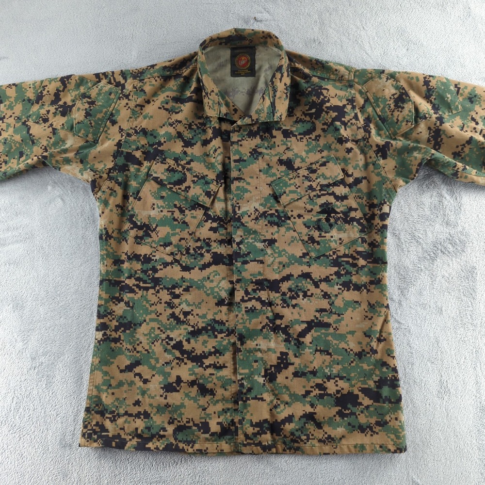 Vintage Y2K US Marine Corps Shirt Mens Medium Long MARPAT Woodland Camo MCCUU
